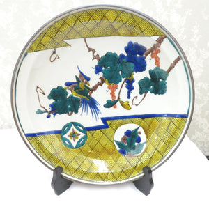 Kutani ware antique / folk crafts Kutani Hideyama decorative dish plate plate Kakukofuku interior box with a box