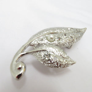 Japanese accessories Obi Clasp Leaf Design Silver Bijou / Pearl with Bracket with Case with Case Tadame Leaf League 4cm