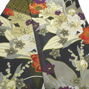 Western flower -tone pattern for kinosisode black areas polyester formal tailoring kimono monotone -based FREEK length 460cm