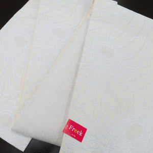 Bag track kikiku pattern cream x white silver thread six -handed pattern polyester formal tailoring kimono monotone -based FREEK large flower length 460cm