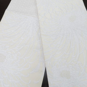 Bag track kikiku pattern cream x white silver thread six -handed pattern polyester formal tailoring kimono monotone -based FREEK large flower length 460cm