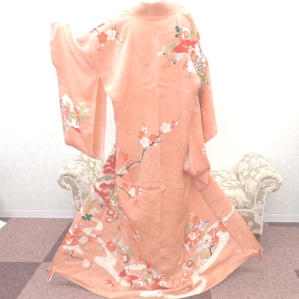 Dirty with dirt with dirt Pink Orange White Black Gray Black Gold Fringe Flower Flowers Lined Pure Retro Retro Retro Meiji / Taisho Romance 153cm