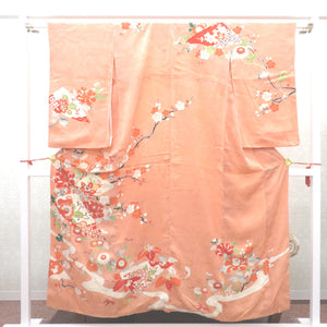 Dirty with dirt with dirt Pink Orange White Black Gray Black Gold Fringe Flower Flowers Lined Pure Retro Retro Retro Meiji / Taisho Romance 153cm