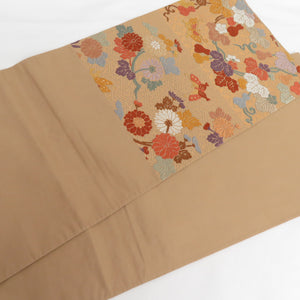 Back Obi Obi Karoba Flower Aquarium on the Orthona Grounds Pure Silk Kinno Pure Brown Pure Six Six Pattern Formal Tailoring Kimono Bear length 428cm Beautiful goods