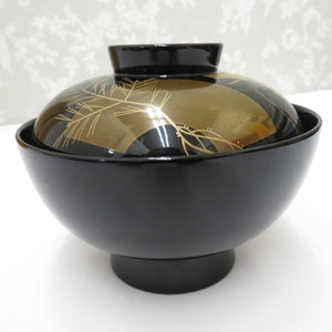 食器 輪島塗 扇面蒔絵吸物椀 汁椀 黒 金彩 漆器 箱有 5客組 能登輪島