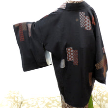 Load image into Gallery viewer, Haori Antique Old Haori Hahaori Pure Silk Black Silver Tea Strip Traditional Word Letro Meiji / Taisho Roman Modern Japanese Western Mix 80cm