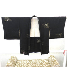 Load image into Gallery viewer, Haori Antique Freight Haori Hahaori Pure Silk Black Gold Silver Thread Black White Flower Crest Retro Meiji / Taisho Roman Modern Japanese Western Mix 76.5cm