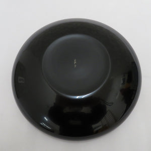 骨董・民芸品 輪島塗 黒刷毛目塗 鉄鉢形 松蒔絵 平鉢 大鉢 菓子器  菓子鉢 漆器 漆芸 箱有 能登輪島