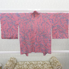 Load image into Gallery viewer, Haori silk squeezed pink plum blossomed kimono with discipline kimonos coat kimono kimono kimono kimono kimonos silk fabric 77cm