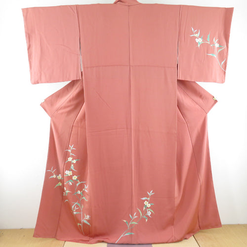 Visit Yuzen Dyeing Cherry Blossom Women Writers Slaze Orange Brown Lined Wide Collar Silk Crest No Tailor