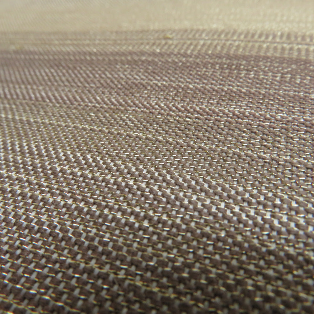 袋帯 両端未仕立て 金糸銀糸 矢羽根模様 お太鼓柄 ベージュ色x緑色x