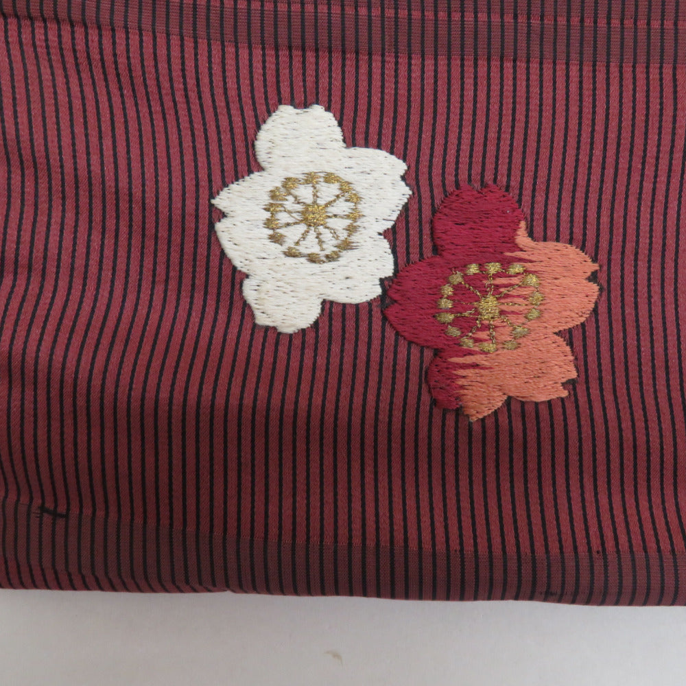 極アンティーク】 名古屋帯 お太鼓柄 染帯 ドット葉柄に鳥 モダン