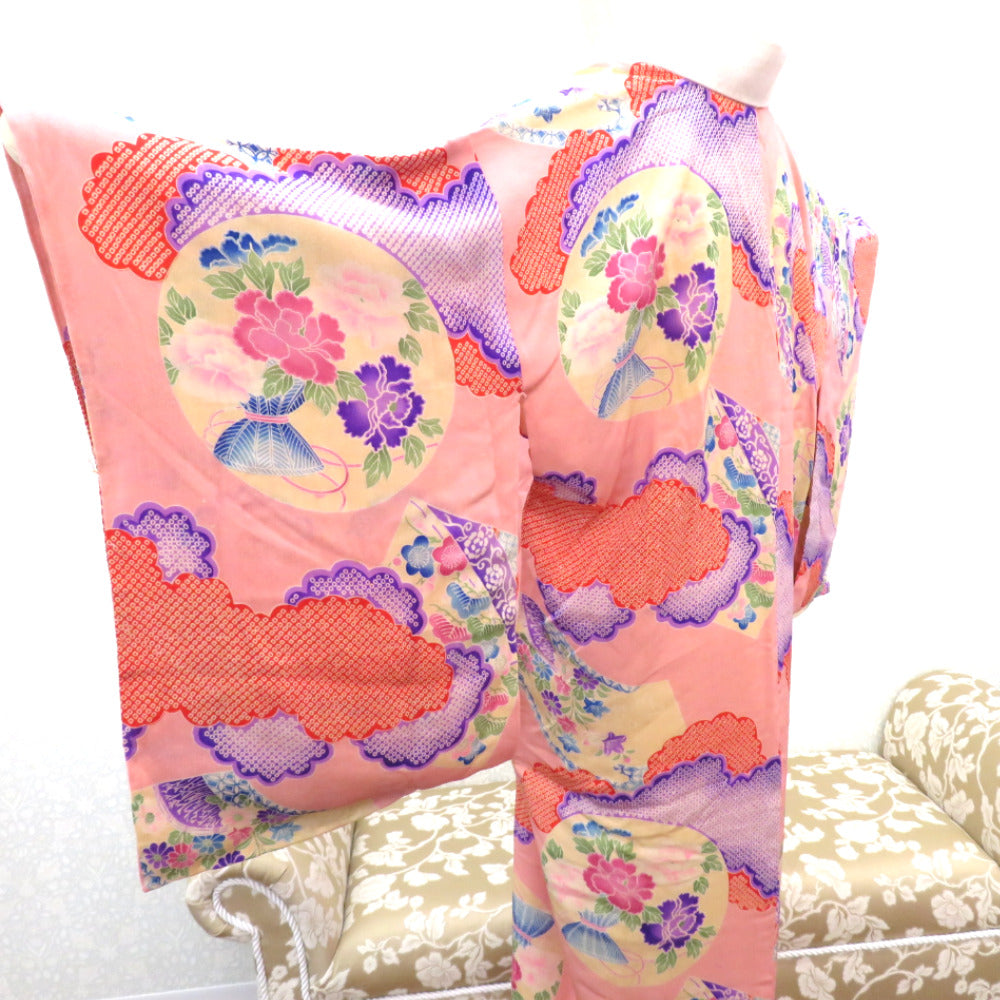 襦袢 昔襦袢 長襦袢 アンティーク バチ衿 正絹 ピンク ベージュ 赤 白  