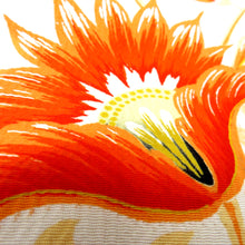 Load image into Gallery viewer, 名古屋帯 アンティーク帯 昔名古屋帯 昔帯 九寸帯 白 赤 オレンジ 金 銀 唐花 刺繍 金コマ刺繍 レトロモダン 明治・大正ロマン  長さ340cm