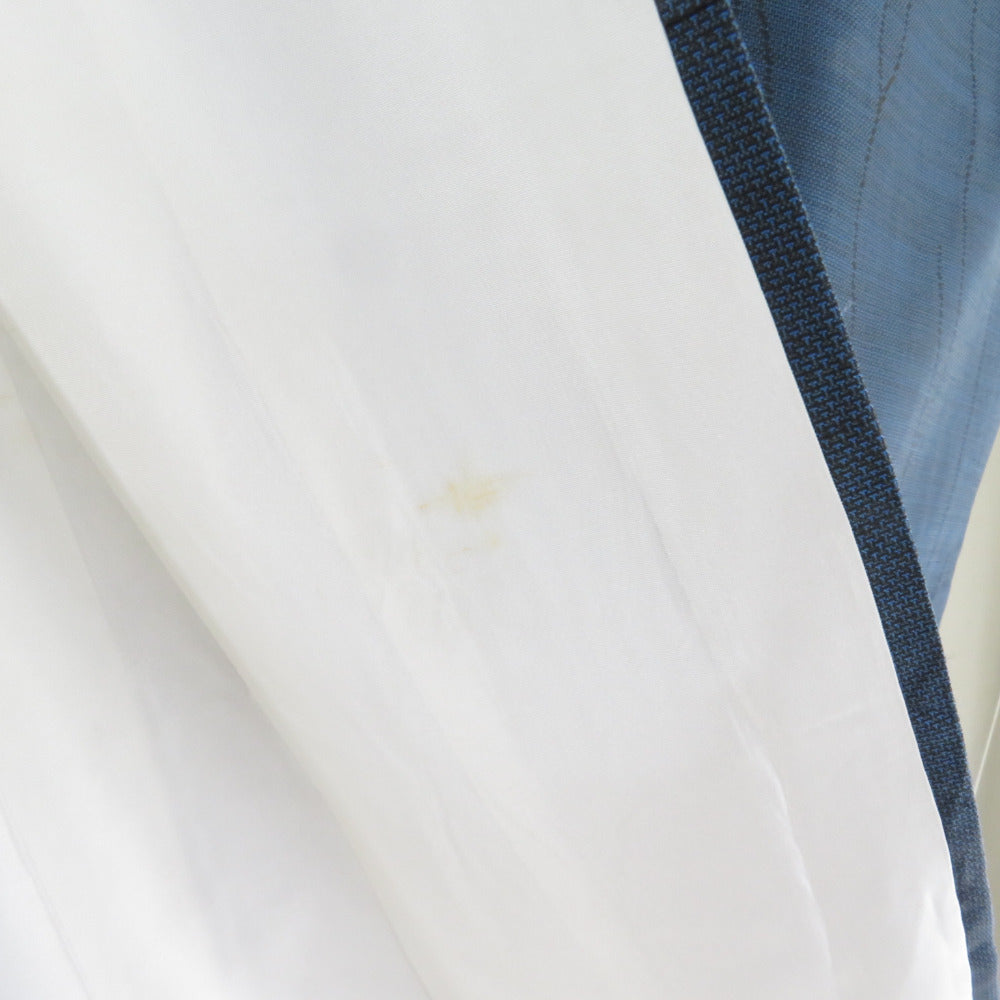 紬 着物 大島紬 9マルキ 縦線模様 紺色x黒色 袷 正絹 広衿 カジュアル