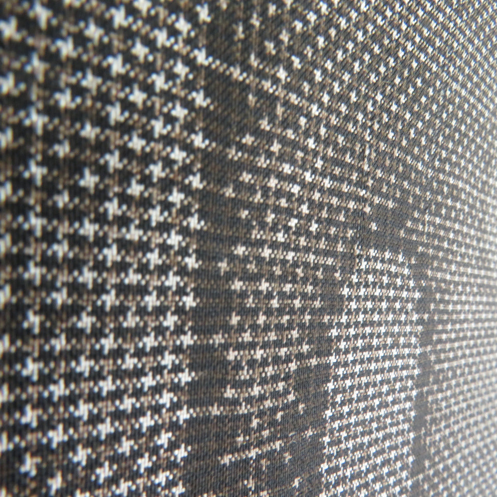 紬 着物 大島紬 縦霧模様 黒色x茶色 袷 正絹 広衿 カジュアル 仕立て