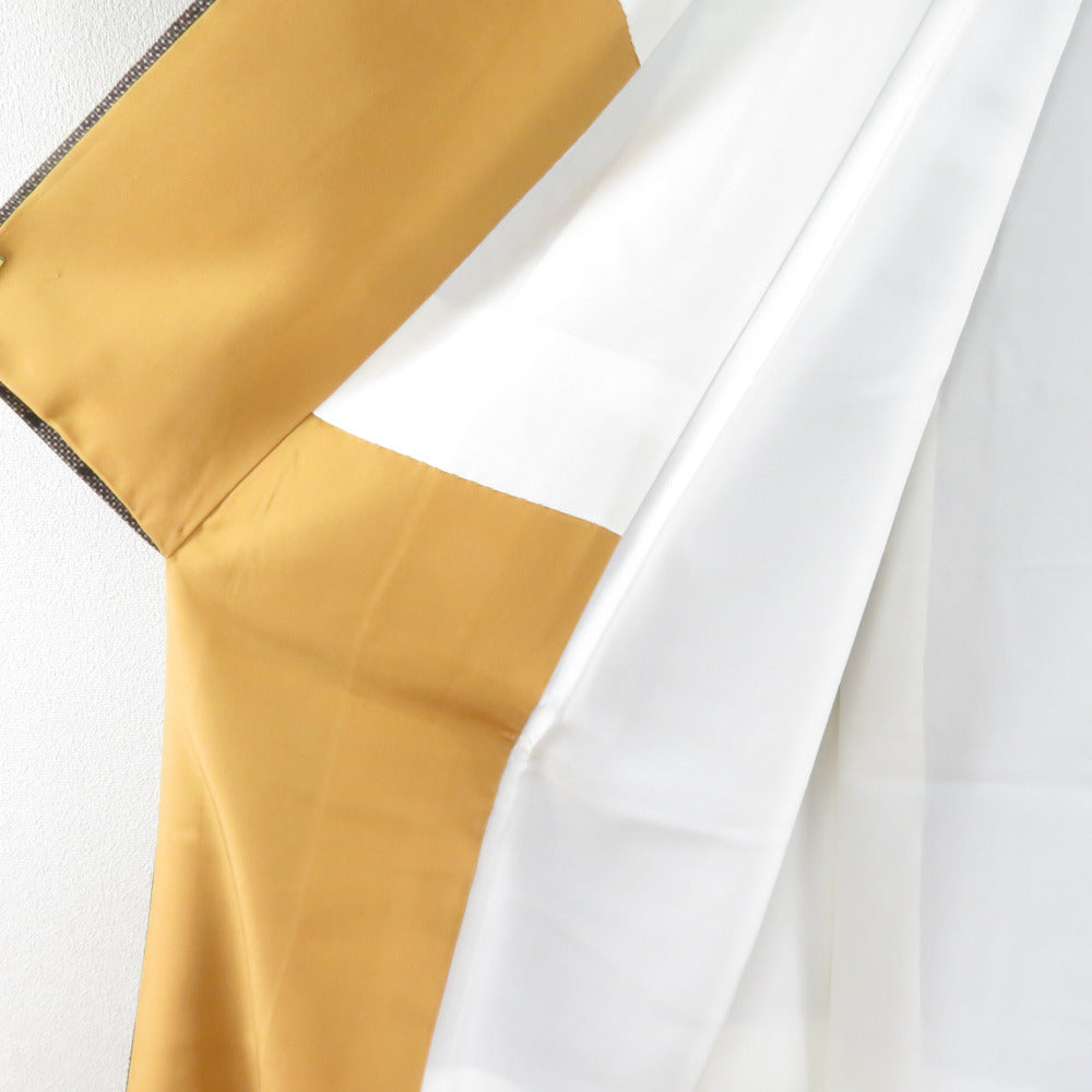 紬 着物 大島紬 縦霧模様 黒色x茶色 袷 正絹 広衿 カジュアル 仕立て