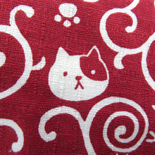 Load image into Gallery viewer, Cats and arabesque pattern Caramel pouch Shikyado Red Cotton Inner check -out Pattern