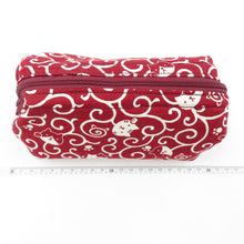 Load image into Gallery viewer, Cats and arabesque pattern Caramel pouch Shikyado Red Cotton Inner check -out Pattern