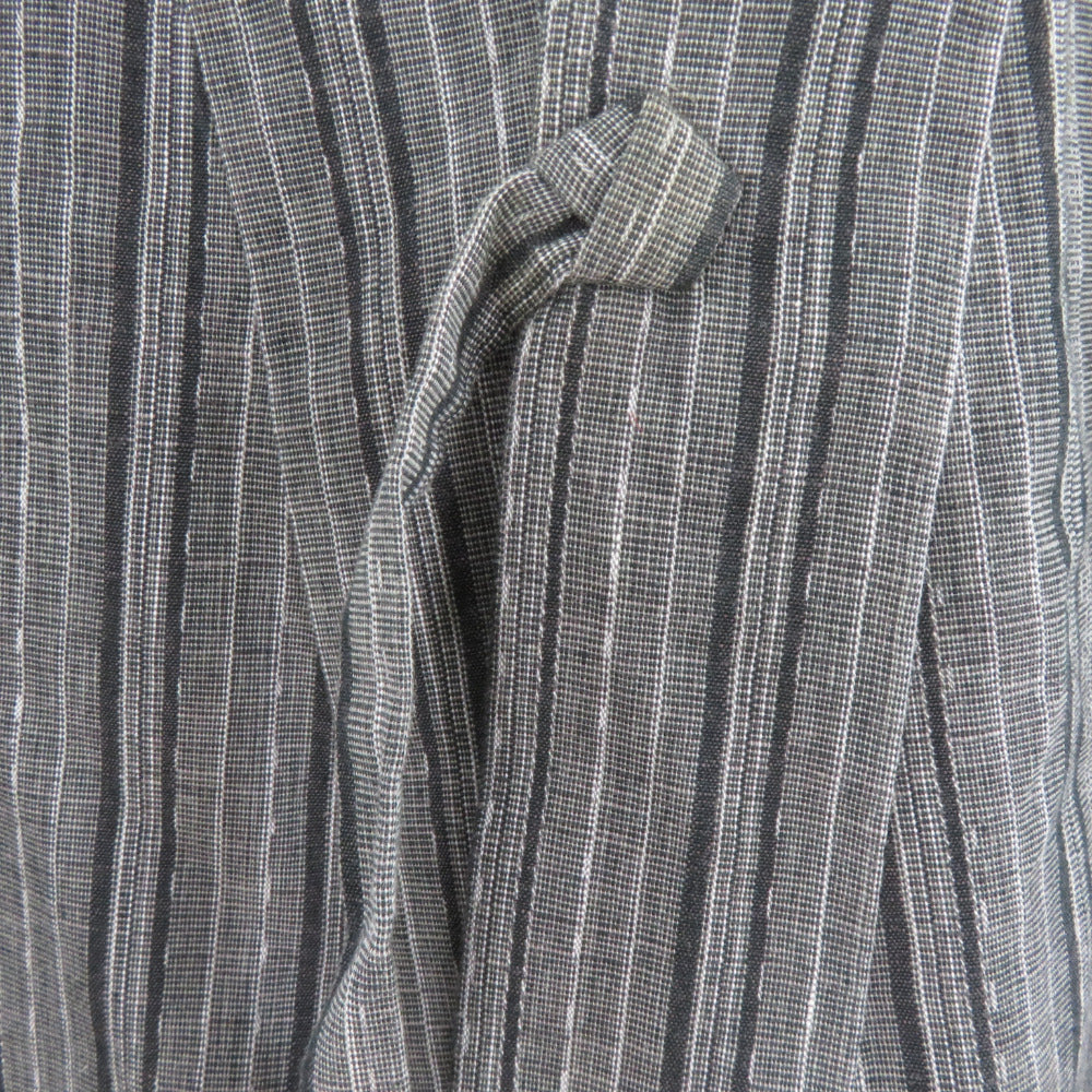 着物コート 男性用 木綿 裏地絹 着物コート 黒x灰色 ちりよけ 縦縞