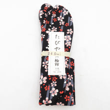 Load image into Gallery viewer, Pattern tabi 24.0cm Black cherry blossoms and arrow -root pattern Sakura Bottomed Japanese Made in Japan 100 % cotton 4 pieces Women&#39;s women&#39;s tabi casual