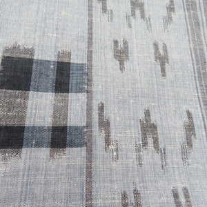 Tsumugi kimono Kasuri pattern vertical striped lined brown collar blue gray gray pure silk casual kimono tailoring