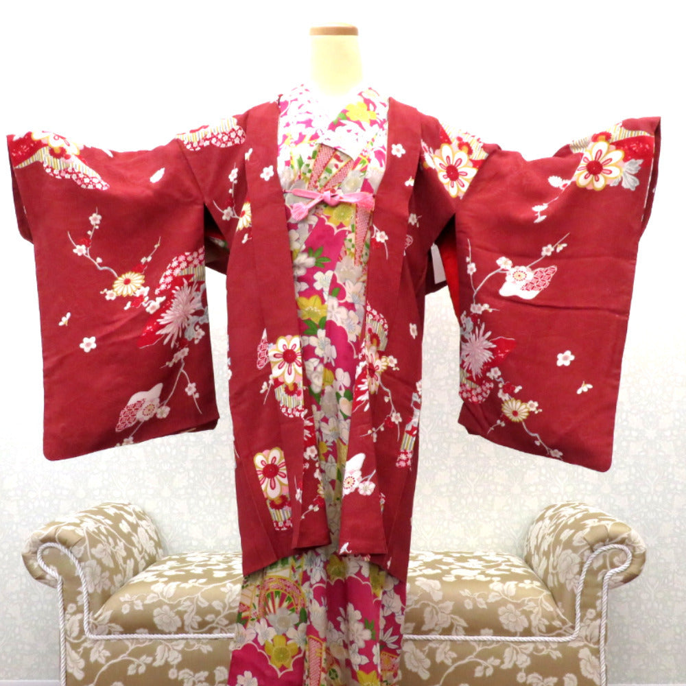 羽織 アンティーク 昔羽織 昔長羽織 正絹 茶 白 赤 グレー カラシ さや