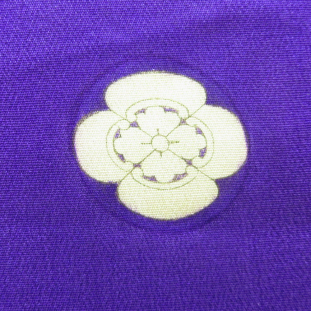 色留袖 両褄 昔 アンティーク 昔着物 紫 白 多色 貝桶 鶴 宝模様 花々 