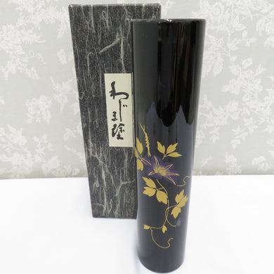 インテリア 輪島塗 桔梗 花器 花瓶 漆器 金彩 箱有