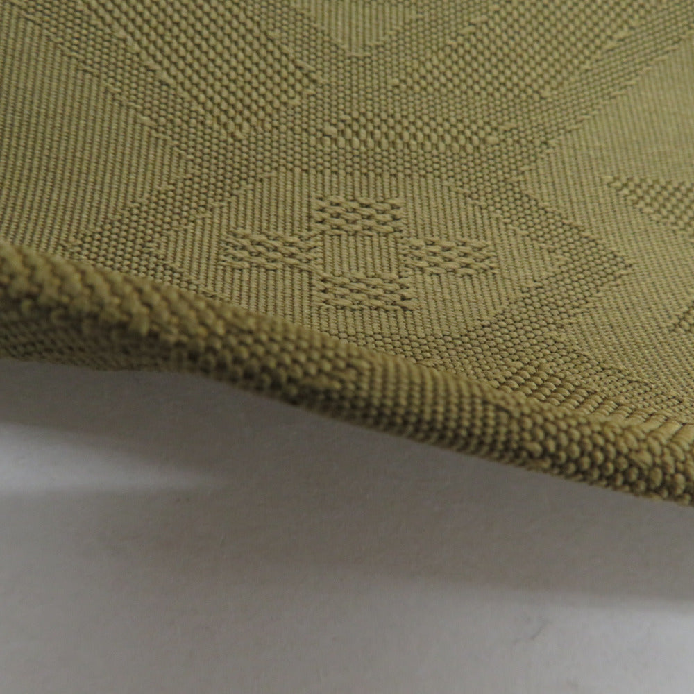 名古屋帯 絹 八寸 有栖川模様 オリーブグリーン 全通柄 カジュアル