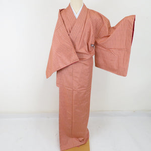 Tsumugi Kimono Kimono Lined Collar Red Collar Red Original Silk Casual Casual Kimono Tailor