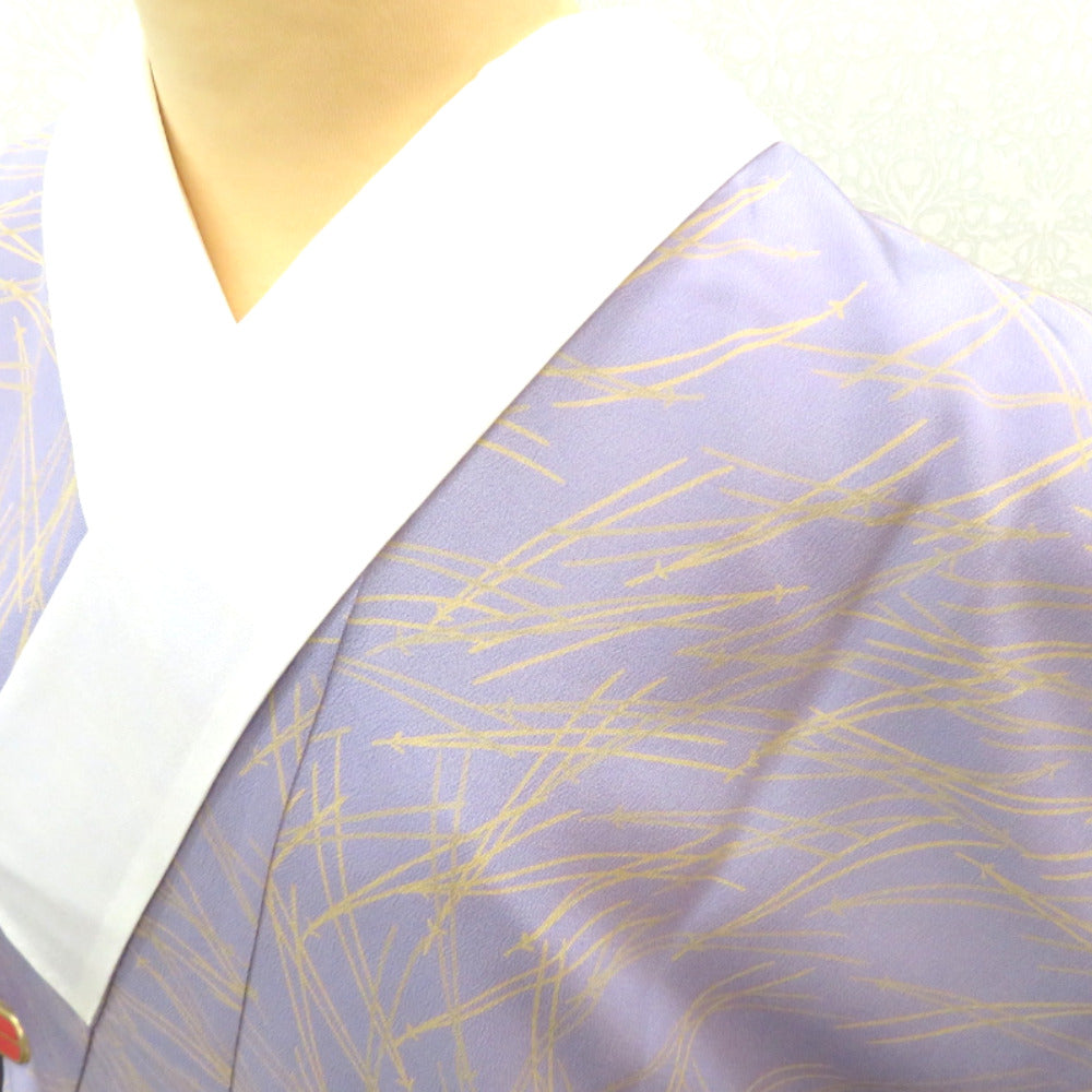 襦袢 長襦袢 紫 ベージュ 松葉 袷仕立て バチ衿 正絹 しつけ糸付き 普段使い 吉祥文様 身丈109cm 【キモノオフ野々市若松店】 襦袢 長襦袢 紫 ベージュ 松葉 袷仕立て バチ衿 正絹 しつけ糸付き
