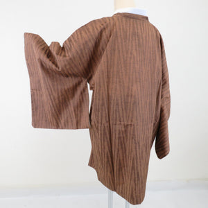 Road pongee brown striped brown striped pure silk kimono kimono kimono kimono cage casual height 87cm