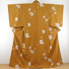 Load image into Gallery viewer, Komon camellia and cherry blossom phallic foil lined collar walnut lined collar lined pure silk casual kimono tailoring up 164cm beautiful goods