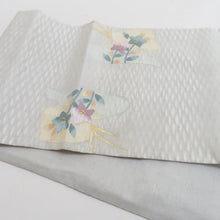 Load image into Gallery viewer, Vailing band Summer Weaving Weaving white white bellflower on Hagi drum pattern pure silk core summer length 460cm beautiful goods