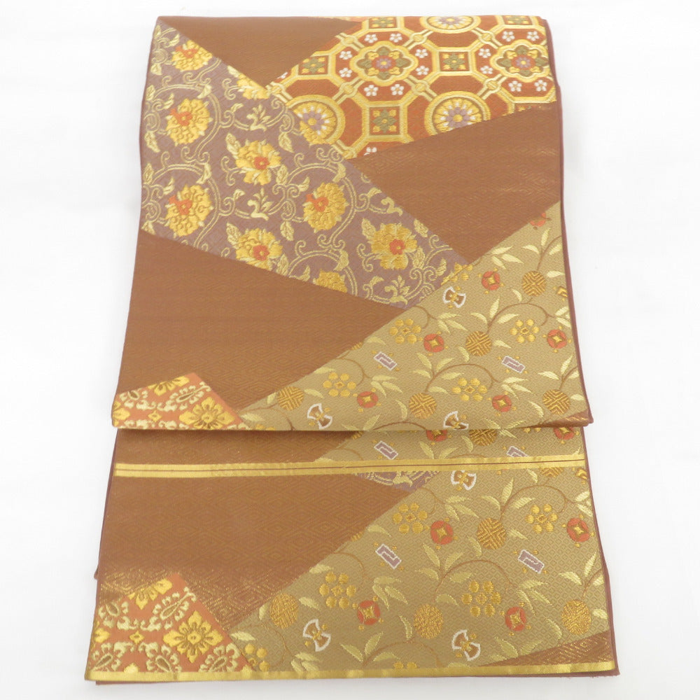 Nishijin Oriburi Obi Honke Honke Konori Kiyoshi Kichi Silk Pure Brown Gold Six -Pass Pure Silk Formal Kimono Length 436cm