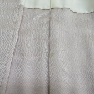 訪問着 絞り 刺繍入り 薄小豆色ｘベージュピンク色 流水に萩模様 広衿 正絹 仕立て上がり着物 身丈158cm