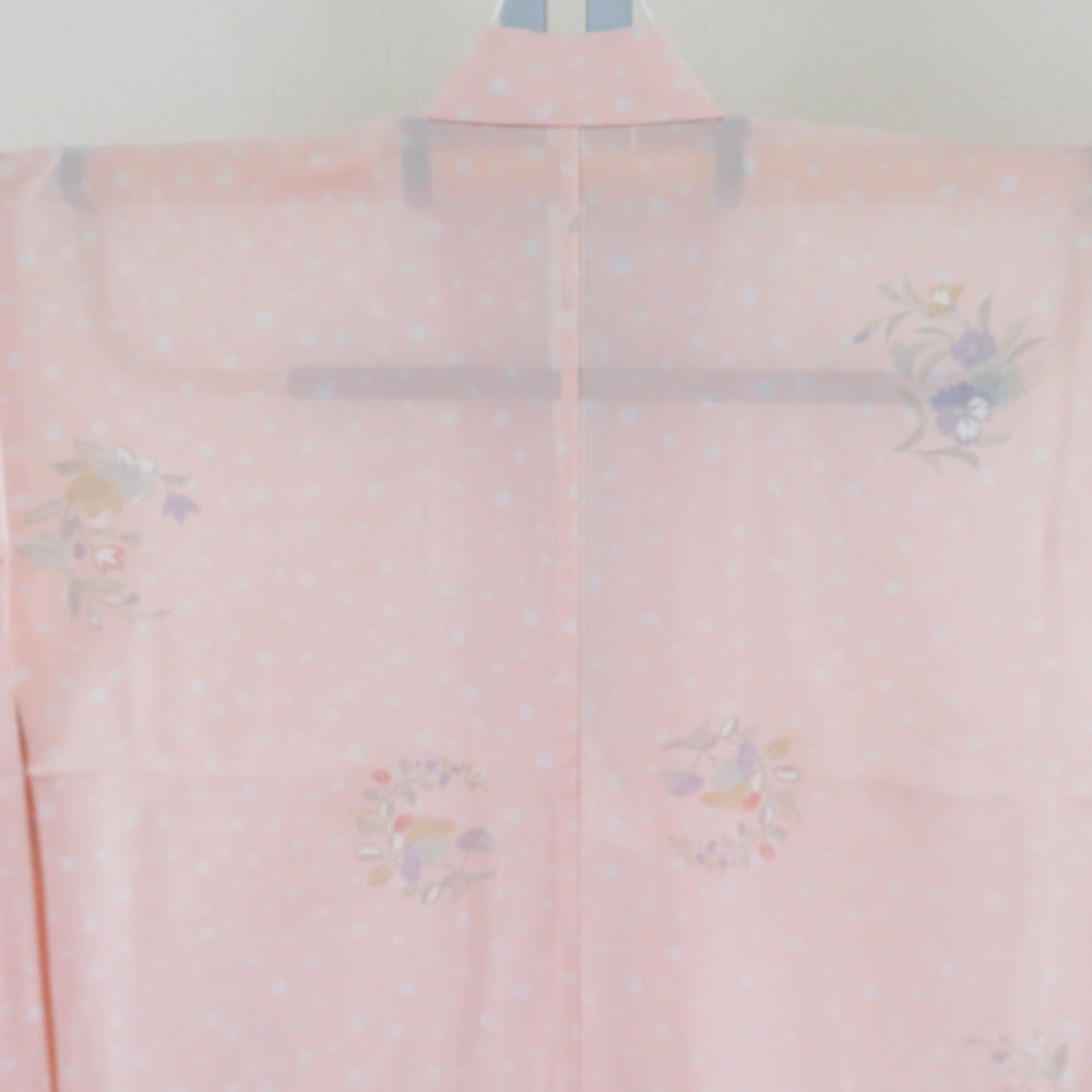 子供着物 女の子用 夏用 絽 四つ身 襦袢セット 花模様 薄ピンクｘ白ｘ薄緑ｘ薄紫 カジュアル 正絹 子供きもの 女児 身丈116cm 【キモノオフ野々市若松店】 子供着物 女の子用 夏用 絽 四つ身 襦袢セット 花模様 薄ピンクx白x