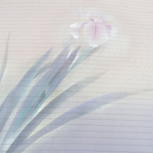 画像をギャラリービューアに読み込む, 名古屋帯 絽 夏用 菖蒲 手描き 桃色 紫色 染め分け 芯入り仕立て 正絹 着物帯  長さ368cm