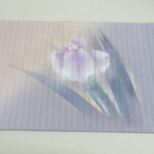 画像をギャラリービューアに読み込む, 名古屋帯 絽 夏用 菖蒲 手描き 桃色 紫色 染め分け 芯入り仕立て 正絹 着物帯  長さ368cm