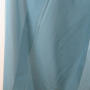 夏着物 色無地 単衣 絽 広衿 正絹 沢瀉紋 一つ紋 青緑色 夏用 仕立て上がり 身丈161cm