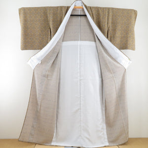 Komon Hanatachi Wooden Wood Popular Cover Wide Cover Yellow Brown Casual Casual Kimono Tailor