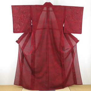 Summer kimono Saji single garment driftwater pattern pure silk red red summer tailor 159cm