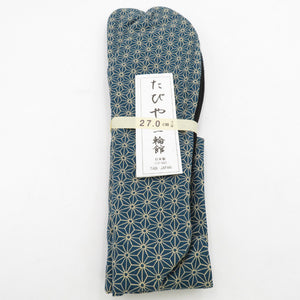 Pattern for men 27.0cm Blue green hemp leaf pattern Black Japan Made in Japan 100 % cotton 4 pieces Men's tabi casual