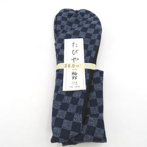 Tabi for men 26.0cm Navy blue city pine pattern Black Japan Made in Japan 100 % cotton 4 pieces Men's tabi casual