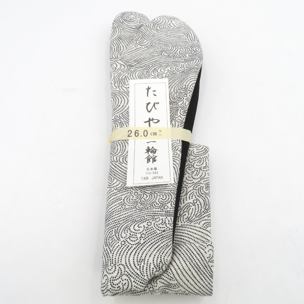 Pattern pattern tabi for men 26.0cm white wave pattern Bottom black Japan made in Japan 100 % cotton 4 pieces Men's tabi casual