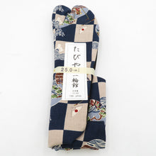 Load image into Gallery viewer, Pattern tabi for men 25.0cm Navy blue Nasu Yoichi Pattern Black Japan Made in Japan 100 % cotton 4 pieces Men&#39;s Tabi Casual