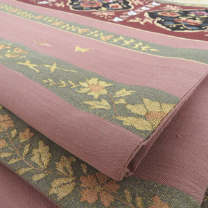 Vehicle Obi -zu spelled spelled flower sentence Purple drum pattern pure silk silk thread formal tailoring, combined boxed woven length 440cm