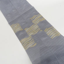 Load image into Gallery viewer, Nagoya obi gauge spelled for summer tiles blue gray gold thread octagus taiko pattern octowal pure silk kimono length 365cm