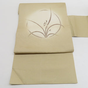 Nagoya Obi iris light brown dyed pattern Taiko pattern Kingle -tailored Kimono Casual length 371cm